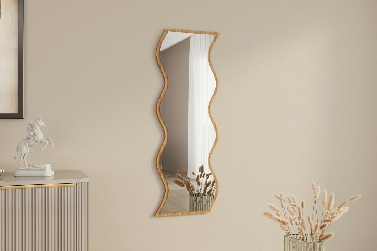 Oglinda decorativa, Hanah Home, Safi, 40x120x2.2 cm, Alb / Natural - imagine 7